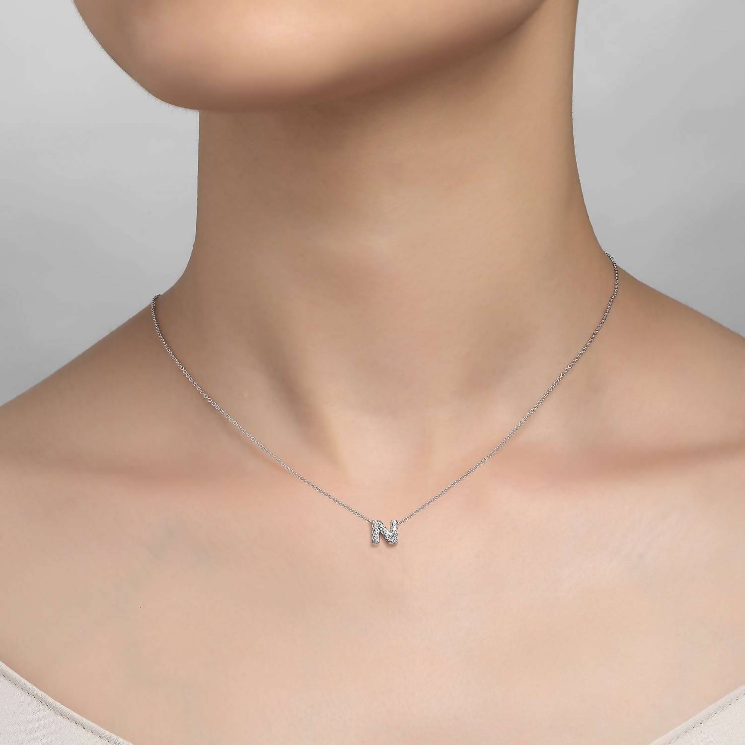 New Lafonn Letter N Pendant Necklace In Silver
